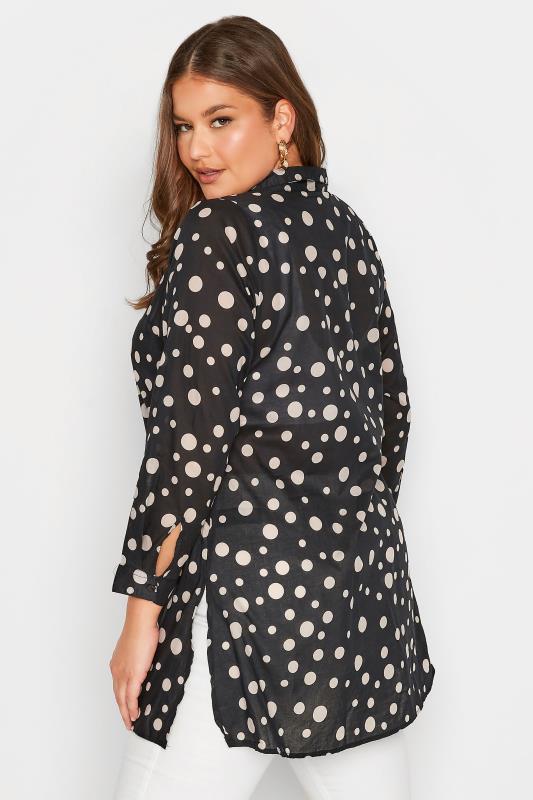 Plus Size Black Polka Dot Print Button Through Shirt | Yours Clothing 4