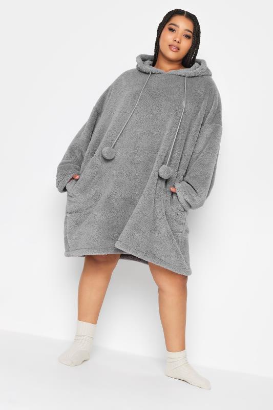  Grande Taille YOURS Curve Grey Pocket Snuggle Hoodie