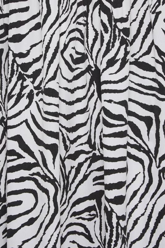 YOURS Plus Size Black & White Zebra Print Shirred Midaxi Dress | Yours Clothing 5