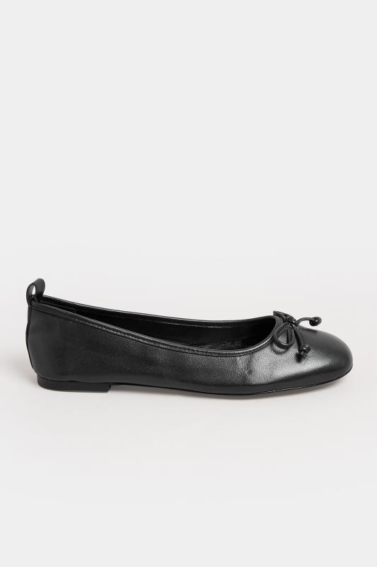 LTS Black Leather Ballerina Pumps In Standard Fit | Long Tall Sally  3