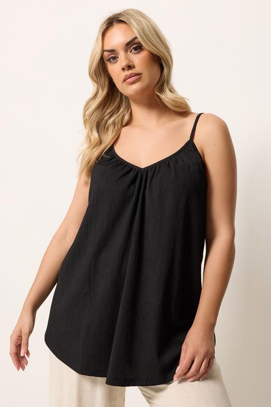  YOURS Zwarte geplooide cami-swingtop