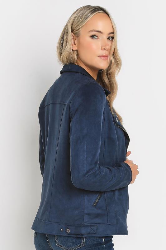 LTS Tall Navy Blue Faux Suede Biker Jacket | Long Tall Sally 4