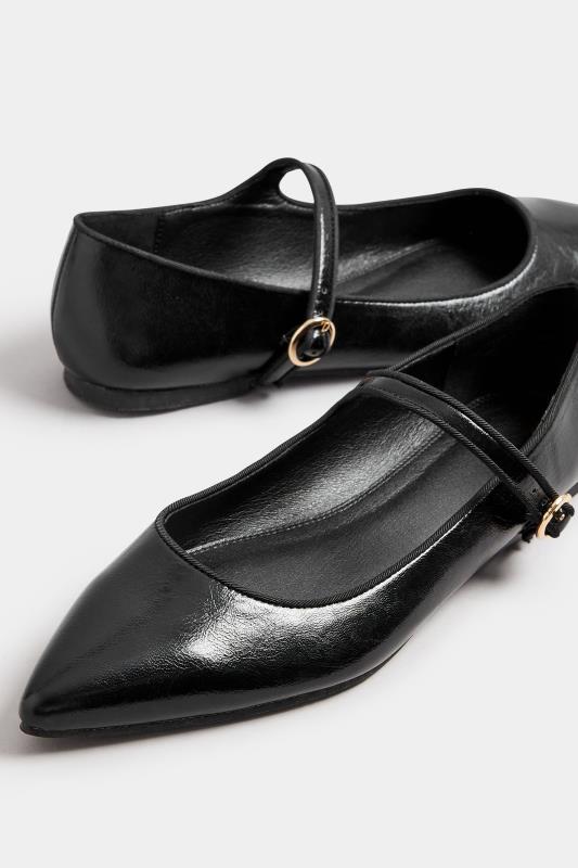 LTS Black Mary Jane Point Flats In Standard Fit | Long Tall Sally  5