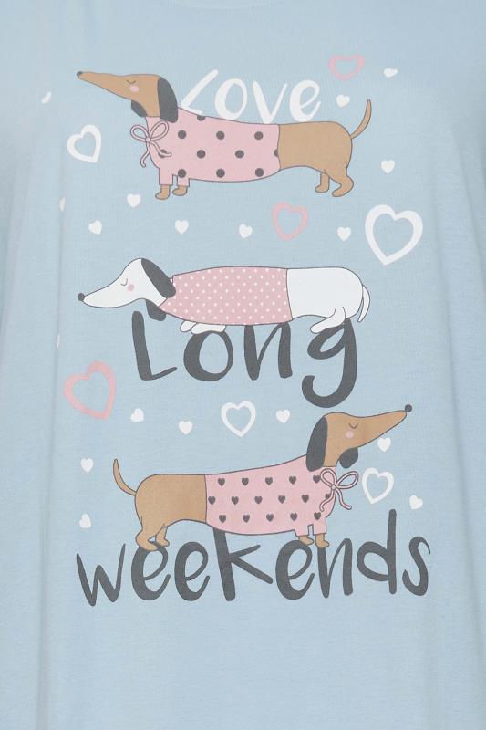 YOURS Plus Size Blue Dog Print 'Long Weekends' Slogan Nightdress 5