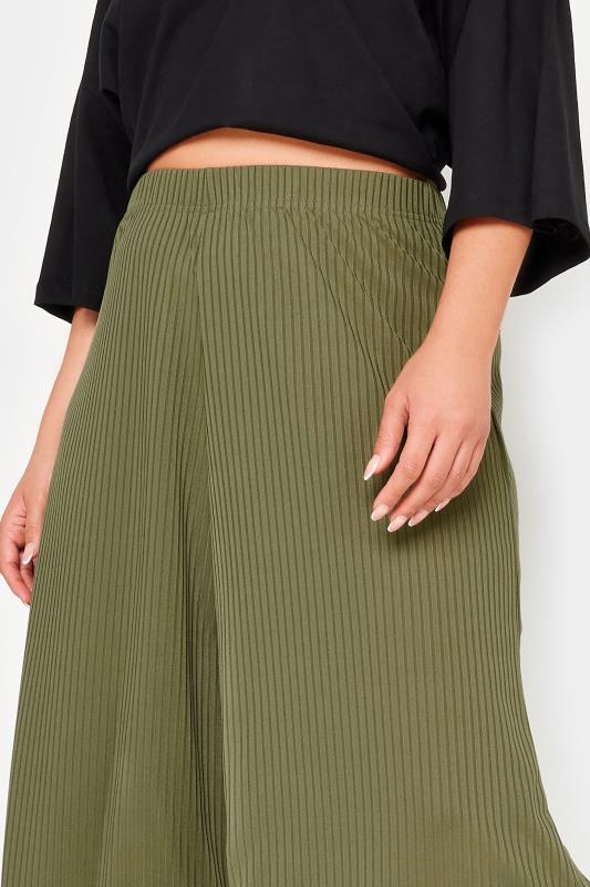 LIMITED COLLECTION Plus Size Khaki Green Ribbed Culottes | Yours Clothing 5