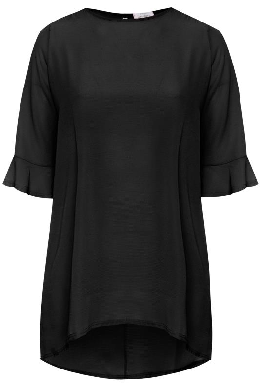 YOURS LONDON Plus Size Black Flute Sleeve Tunic Top | Yours Clothing 5