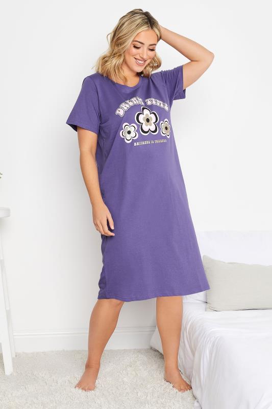 YOURS Plus Size Curve Purple 'Dream Time' Nightdress | Yours Clothing 1