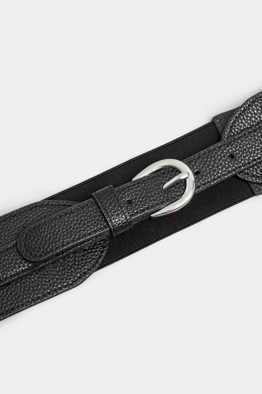 Black Croc Wide Stretch Belt | Yours Clothing 3