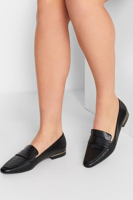 LTS Black Metal Trim Loafers In Standard Fit | Long Tall Sally 1
