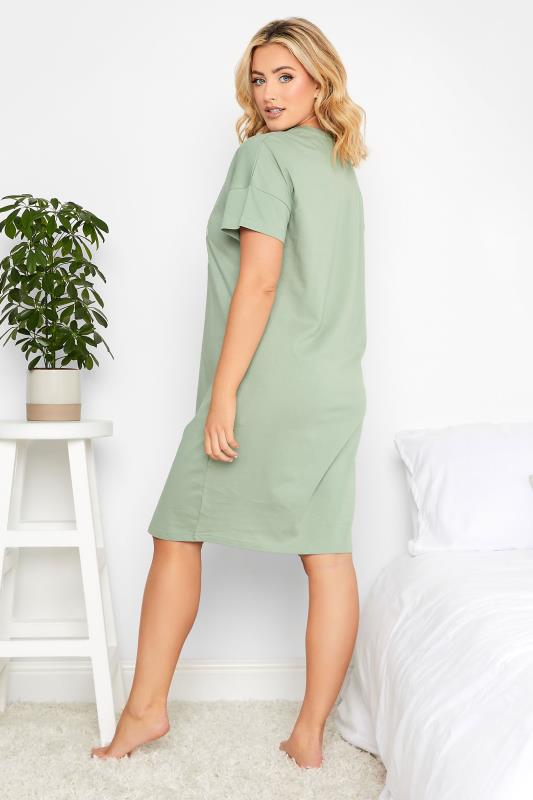 YOURS Plus Size Green 'Believe In Yourself' Sleep Tee Nightdress | Yours Clothing 2