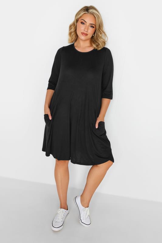 YOURS Plus Size Black Pocket Dress | Yours Clothing 3