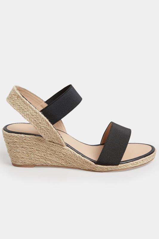 Black Espadrille Wedge Sandals In Wide E Fit & Extra Wide EEE Fit | Yours Clothing 3