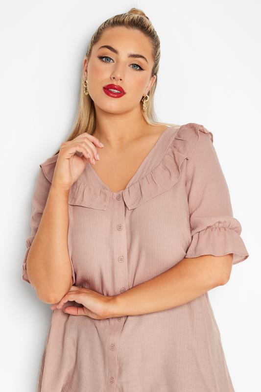 LIMITED COLLECTION Plus Size Pink Button Frill Blouse | Yours Clothing  4