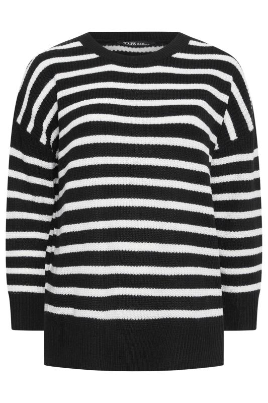 YOURS Plus Size Black Stripe Drop Shoulder Knitted Jumper | Yours Clothing 6