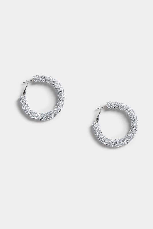 Großen Größen  Silver Crystal Hoop Earrings