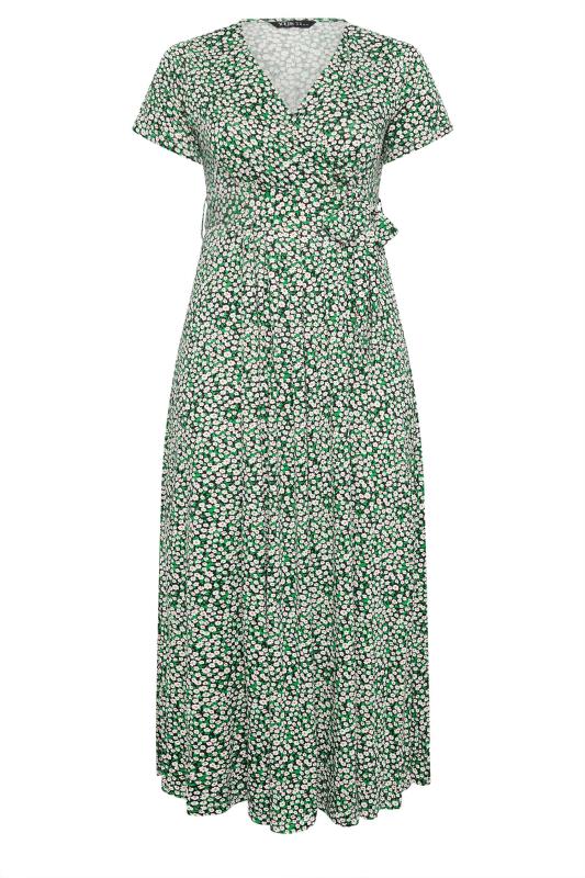 YOURS Plus Size Green Floral Maxi Wrap Dress | Yours Clothing 5