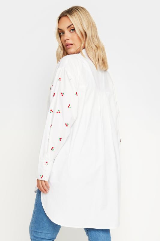 LIMITED COLLECTION Plus Size White Embroidered Cherry Shirt | Yours Clothing 4