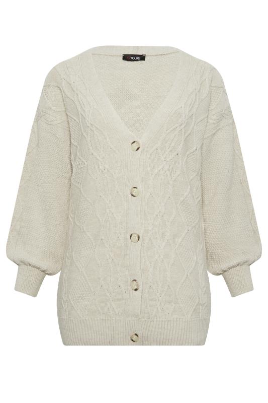 YOURS Plus Size Nude Beige Knitted Button Through Cardigan | Yours Clothing 6