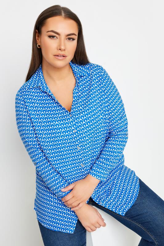 YOURS Plus Size Blue Check Print Oversized Shirt | Yours Clothing
