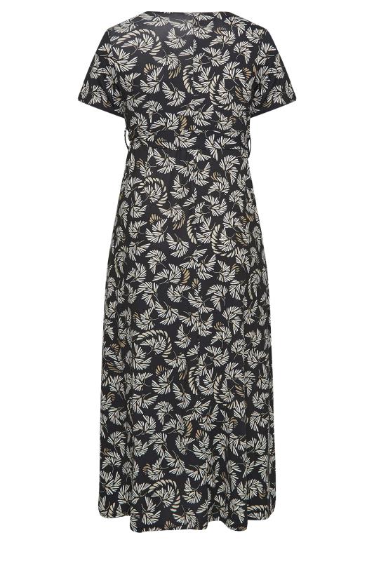 YOURS Plus Size Black Leaf Print Maxi Wrap Dress | Yours Clothing 7