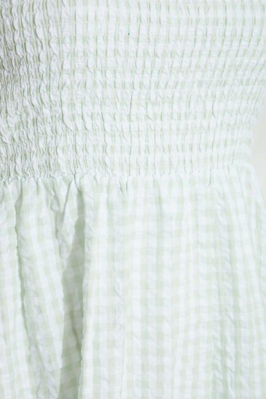 LIMITED COLLECTION Curve Sage Green Gingham Frill Top 5