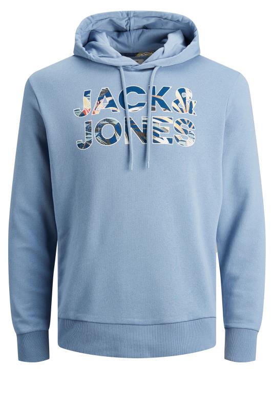 JACK & JONES Big & Tall Light Blue Navy Fleur Hoodie_F.jpg