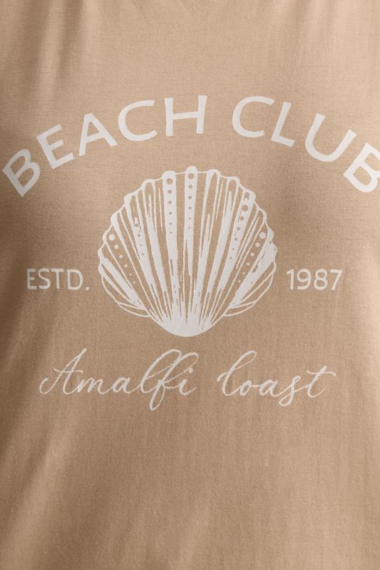 YOURS Plus Size Natural Brown 'Beach Club' Pyjama Set | Yours Clothing 4