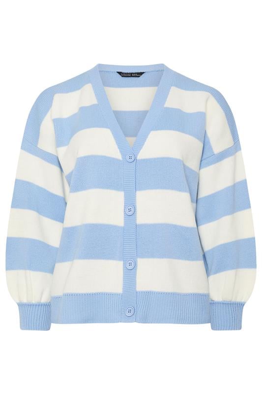 LIMITED COLLECTION Plus Size Blue & White Stripe Knitted Cardigan | Yours Clothing 5