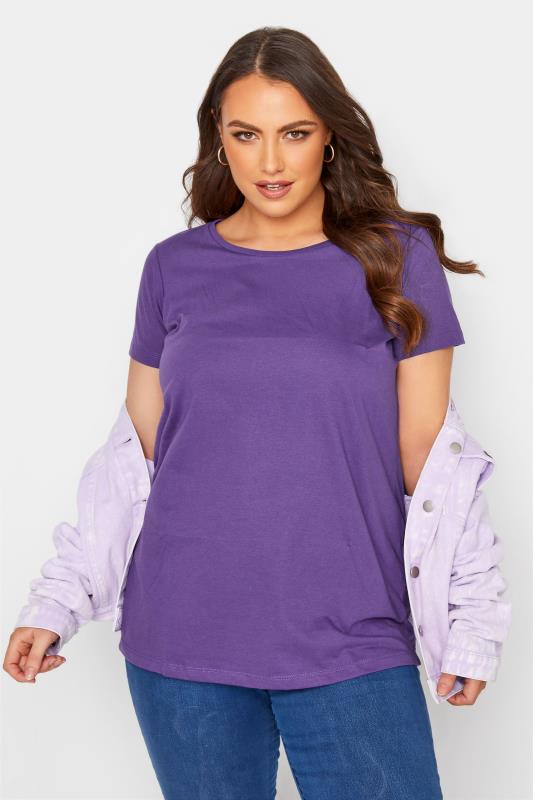Curve Purple Short Sleeve Basic T-Shirt 4