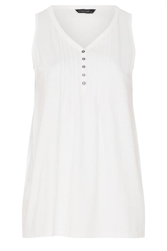 EVANS Plus Size White Sleeveless Henley Top | Evans 5
