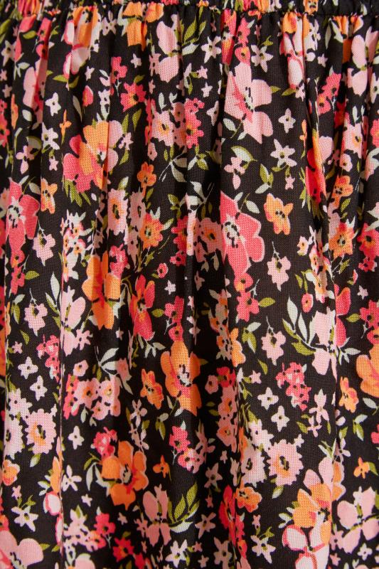 Plus Size Orange Floral Shirred Bardot Midi Dress | Yours Clothing 5