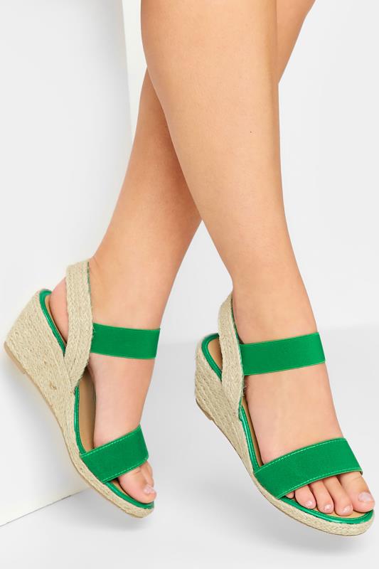 Green Espadrille Wedges In Wide E Fit & Extra Wide EEE Fit | Yours Clothing  1