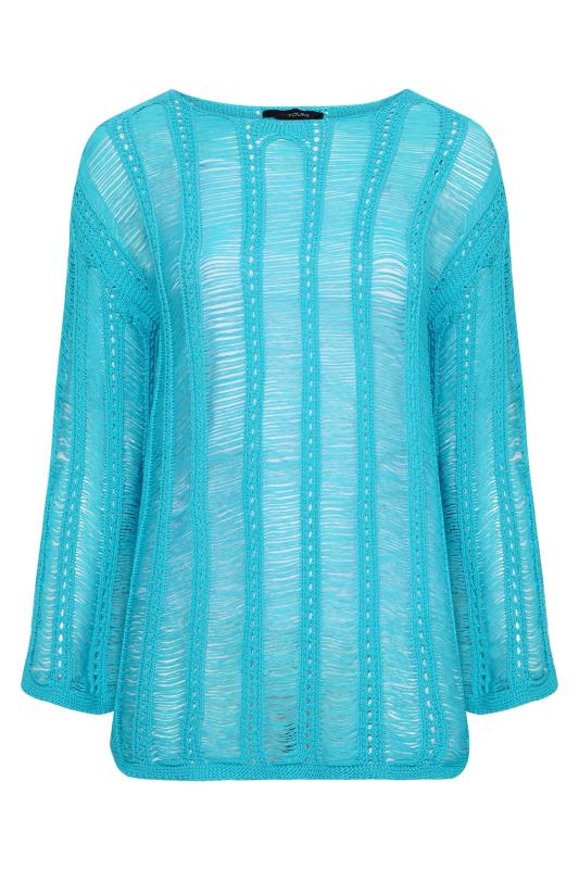 Plus Size Bright Blue Crochet Top | Yours Clothing  6
