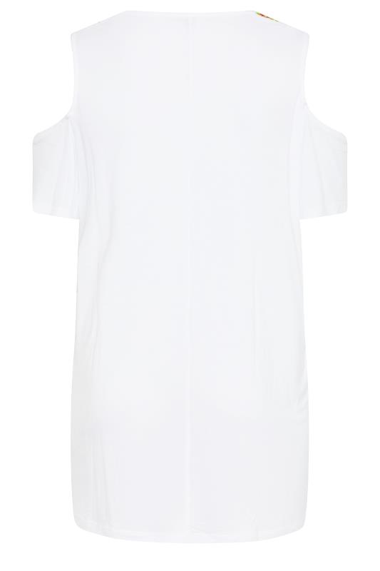 Plus Size White Crochet Neckline Cold Shoulder Top | Yours Clothing 7