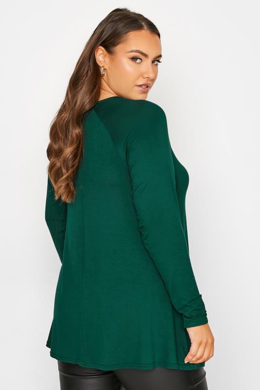 LIMITED COLLECTION Plus Size Forest Green Cut Out Raglan T-Shirt | Yours Clothing 3