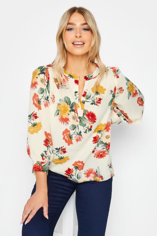 M&Co White Cream Floral Print Satin Blouse | M&Co