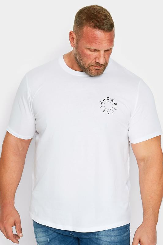 JACK & JONES Big & Tall White Crew Neck Logo T-Shirt | BadRhino 1