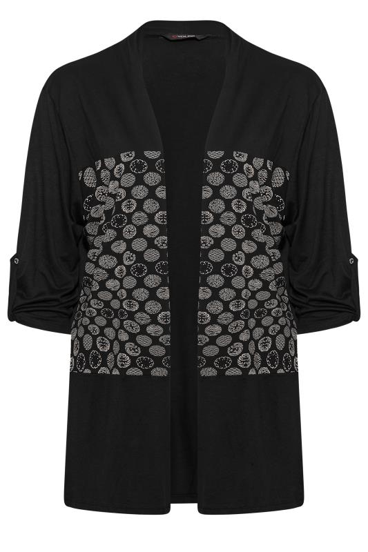 Plus Size Black Geometric Spot Print Colour Block Cardigan | Yours Clothing 6