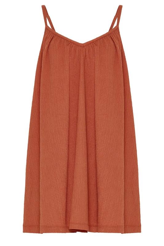 YOURS Plus Size Orange Crinkle Cami Vest Top | Yours Clothing 5