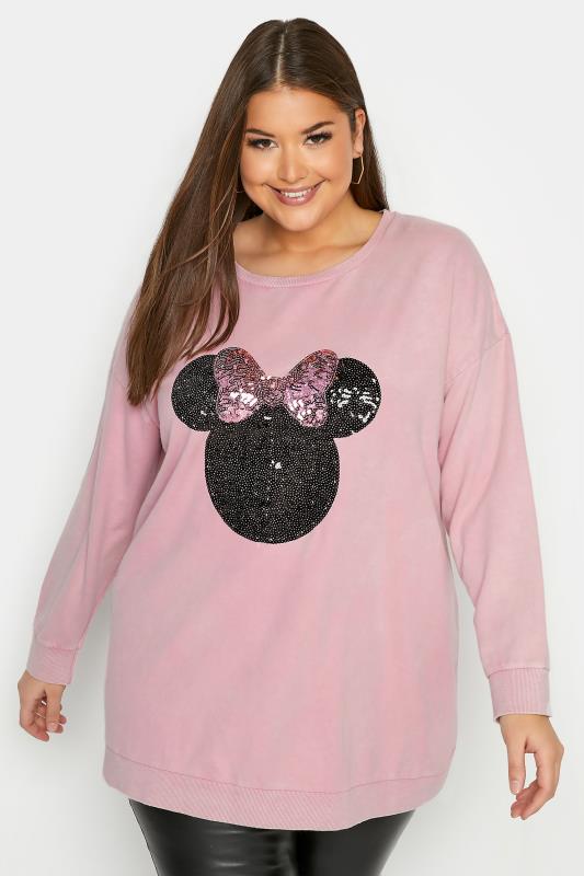  dla puszystych DISNEY Pink Minnie Mouse Sequin Sweatshirt