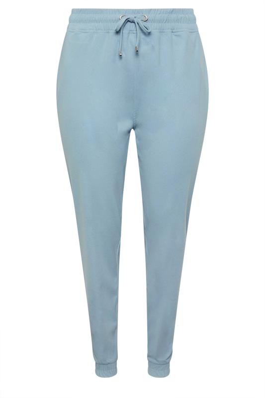 YOURS Curve Light Blue Stretch Cuffed Joggers | Yours Clothing 5