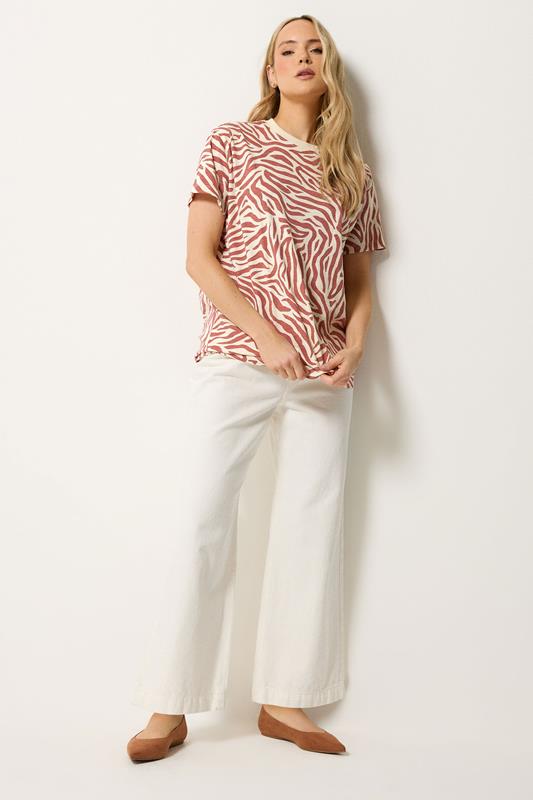 LTS Tall Women's Dark Pink Zebra Print Cotton Oversized T-Shirt | Long Tall Sally 1