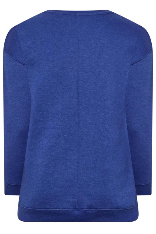 Curve Plus Size Cobalt Blue Drop Shoulder 'Paris' Slogan Sweatshirt | Yours Clothing 7
