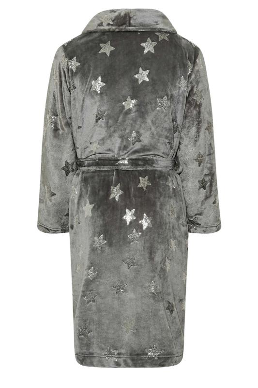 Plus Size Grey Star Print Shawl Collar Dressing Gown | Yours Clothing 7