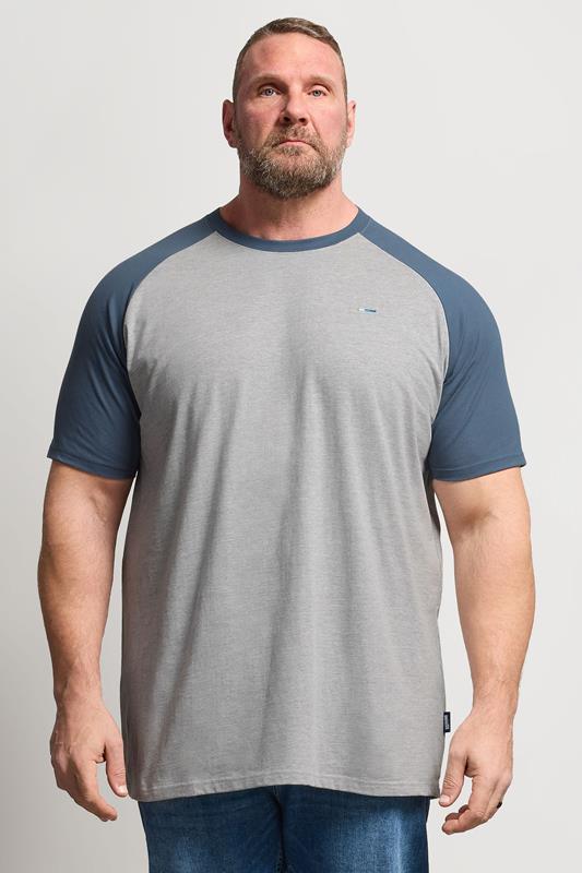 BadRhino Big & Tall Blue & Grey Extra Long Raglan T-Shirt | BadRhino 1