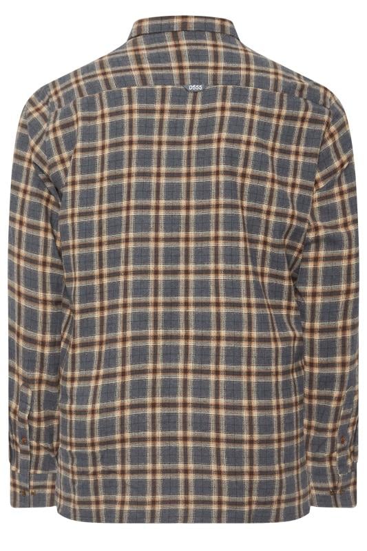 D555 Big & Tall Tan Brown Check Print Long Sleeve Shirt | BadRhino 4