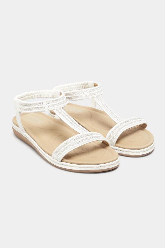 Tall  Yours White Diamante Strap Sandals In Extra Wide EEE Fit