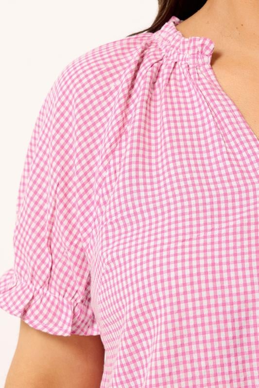 YOURS Plus Size Pink Gingham Blouse | Yours Clothing 4