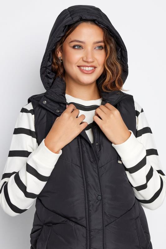 LTS Tall Black Quilted Longline Hooded Gilet | Long Tall Sally 4