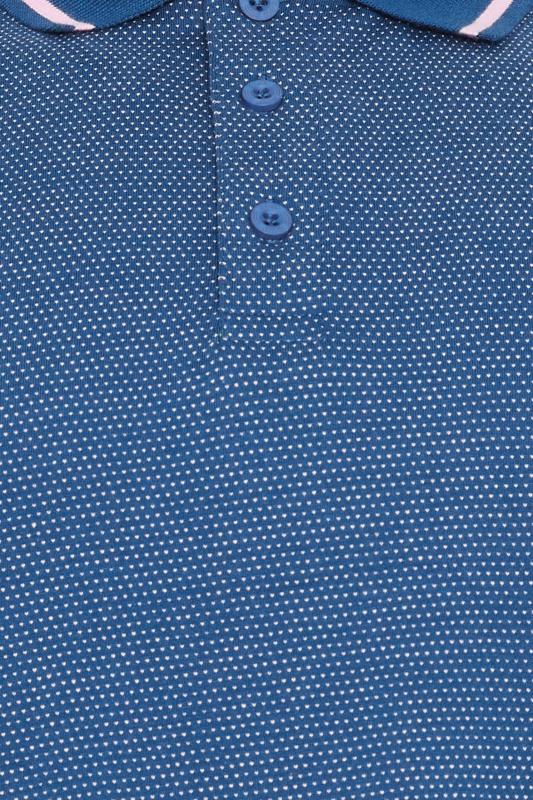 KAM Big & Tall Blue Dobby Jersey Polo Shirt | BadRhino 4